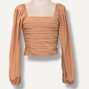 Abercrombie Smocked Square Neck Puff Sleeve Crop Top Size Small